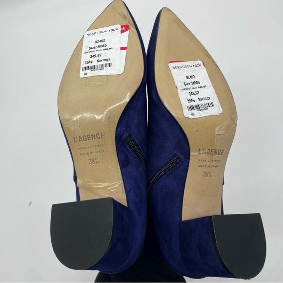 L’agence Jeanne Block Heel Bootie in Suede Midnight Navy Blue - Picture 6 of 8